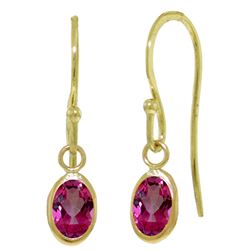 ALARRI 1 Carat 14K Solid Gold Faithful Pink Topaz Earrings