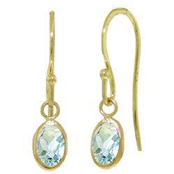 ALARRI 1 Carat 14K Solid Gold Fish Hook Earrings Aquamarine