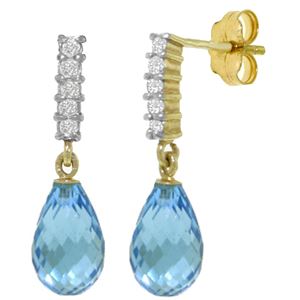 ALARRI 4.65 Carat 14K Solid Gold Enchant Blue Topaz Diamond Earrings