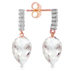 ALARRI 14K Solid Rose Gold Earrings w/ Diamonds & Rose Topaz