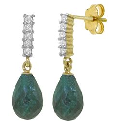 ALARRI 6.75 CTW 14K Solid Gold Earrings Natural Diamond Emerald