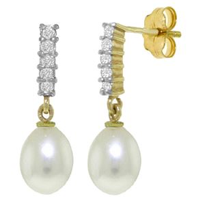 ALARRI 8.15 CTW 14K Solid Gold Enchant Pearl Diamond Earrings