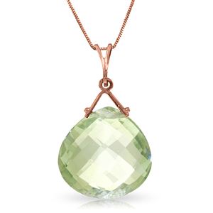 ALARRI 14K Solid Rose Gold Necklace w/ Checkerboard Cut Green Amethyst