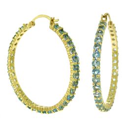 ALARRI 6 Carat 14K Solid Gold Hoop Earrings Blue Topaz