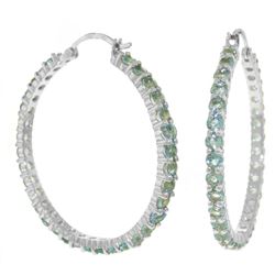 ALARRI 6 CTW 14K Solid White Gold Hoop Earrings Blue Topaz