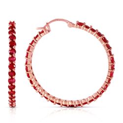 ALARRI 14K Solid Rose Gold Hoop Earrings w/ Natural Rubies