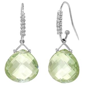 ALARRI 17.18 Carat 14K Solid White Gold Moment Of Love Green Amethyst Diamond Earrings