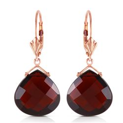 ALARRI 17 Carat 14K Solid Gold Leverback Earrings Checkerboard Cut Garnet