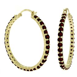 ALARRI 6 Carat 14K Solid Gold Alana Garnet Hoop Earrings