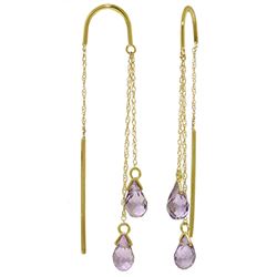 ALARRI 2.5 Carat 14K Solid Gold Threaded Dangles Earrings Amethyst