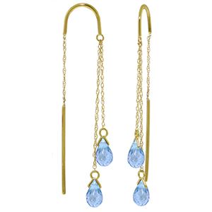 ALARRI 2.5 Carat 14K Solid Gold Threaded Dangles Earrings Blue Topaz