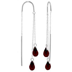 ALARRI 2.5 Carat 14K Solid White Gold Threaded Dangles Earrings Garnet