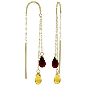 ALARRI 2.5 CTW 14K Solid Gold Threaded Dangles Earrings Citrine Garnet