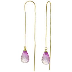 ALARRI 4.5 CTW 14K Solid Gold Threaded Dangles Earrings Pink Topaz