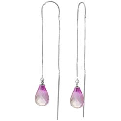 ALARRI 4.5 Carat 14K Solid White Gold Threaded Dangles Earrings Pink Topaz