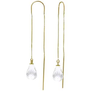 ALARRI 4.5 CTW 14K Solid Gold Threaded Dangles Earrings White Topaz