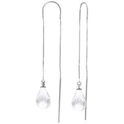 ALARRI 4.5 CTW 14K Solid White Gold Threaded Dangles Earrings White Topaz