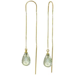 ALARRI 4.5 Carat 14K Solid Gold Threaded Dangle Earrings Green Amethyst