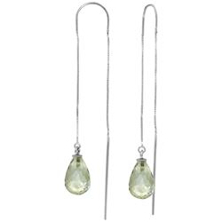 ALARRI 4.5 Carat 14K Solid White Gold Threaded Dangle Earrings Green Amethyst