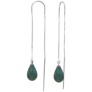 ALARRI 6.6 Carat 14K Solid White Gold Threaded Dangles Earrings Emerald