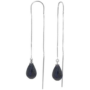 ALARRI 6.6 Carat 14K Solid White Gold Threaded Dangles Earrings Sapphire