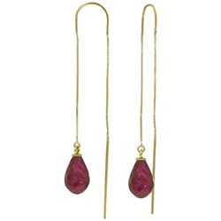 ALARRI 6.6 Carat 14K Solid Gold Threaded Dangles Earrings Ruby