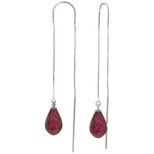 ALARRI 6.6 CTW 14K Solid White Gold Threaded Dangles Earrings Ruby