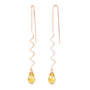 ALARRI 14K Solid Rose Gold Threaded Dangles Earrings w/ Citrine