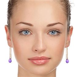 ALARRI 6 CTW 14K Solid Rose Gold Threaded Dangles Earrings Amethyst