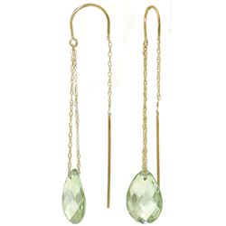 ALARRI 6 Carat 14K Solid Gold Threaded Dangles Earrings Green Amethyst