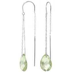 ALARRI 6 Carat 14K Solid White Gold Threaded Dangles Earrings Green Amethyst