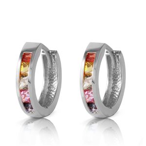 ALARRI 1.3 Carat 14K Solid White Gold Color Palette Multicolor Sapphire Earrings