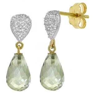 ALARRI 4.53 Carat 14K Solid Gold Splendid Green Amethyst Diamond Earrings