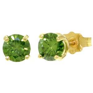 ALARRI 1 Carat 14K Solid Gold Stud Earrings 1.0 Carat Natural Green Diamond