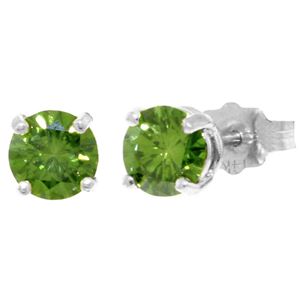 ALARRI 1 CTW 14K Solid White Gold Stud Earrings 1.0 Carat Natural Green Diamond