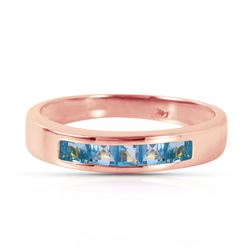 ALARRI 14K Solid Rose Gold Rings w/ Natural Blue Topaz