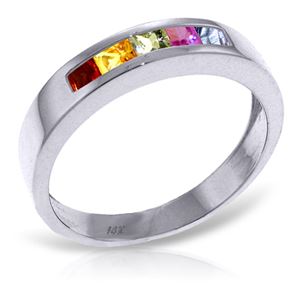 ALARRI 0.6 CTW 14K Solid White Gold Keep You Mine Multicolor Sapphire Ring