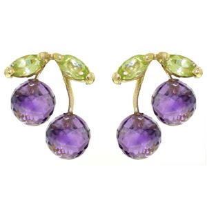 ALARRI 2.9 Carat 14K Solid Gold Earrings Amethyst Peridot