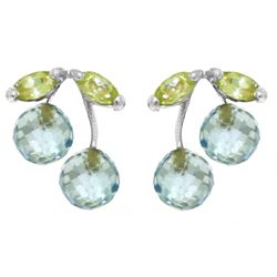 ALARRI 2.9 Carat 14K Solid White Gold Earrings Blue Topaz Peridot