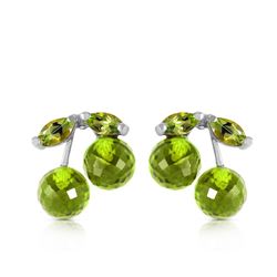 ALARRI 2.9 Carat 14K Solid White Gold Deeply Attached Peridot Earrings