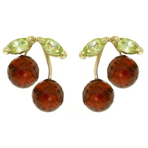 ALARRI 2.9 Carat 14K Solid Gold Earrings Garnet Peridot