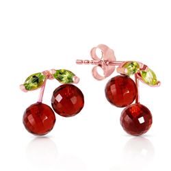 ALARRI 14K Solid Rose Gold Earrings w/ Garnets & Peridots