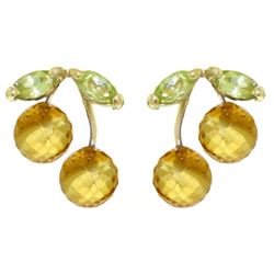 ALARRI 2.9 CTW 14K Solid Gold Earrings Citrine Peridot