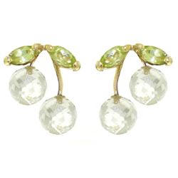 ALARRI 2.9 Carat 14K Solid Gold Earrings White Topaz Peridot