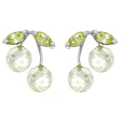 ALARRI 2.9 Carat 14K Solid White Gold Earrings White Topaz Peridot