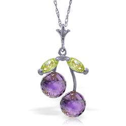 ALARRI 1.45 Carat 14K Solid White Gold Show Enthusiasm Amethyst Peridot Necklace