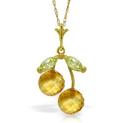 ALARRI 1.45 Carat 14K Solid Gold Summer Love Citrine Peridot Necklace