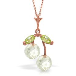 ALARRI 14K Solid Rose Gold Necklace w/ Rose Topaz & Peridots