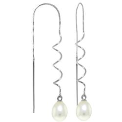 ALARRI 8 Carat Silver Threaded Dangles Earrings Natural Pearl