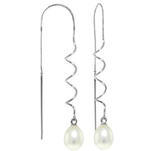 ALARRI 8 Carat Silver Threaded Dangles Earrings Natural Pearl